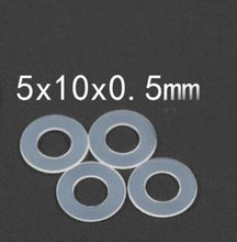 Cargar imagen en el visor de la galería, Arandelas de teflón de alta resistencia a la fricción de 0.5mm de espesor. 10 unidades